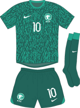 Saudi Arabia team jersey kit 2 (c) Soccerphile.