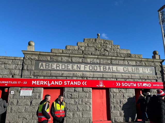 The stadium is the home of Aberdeen FC.