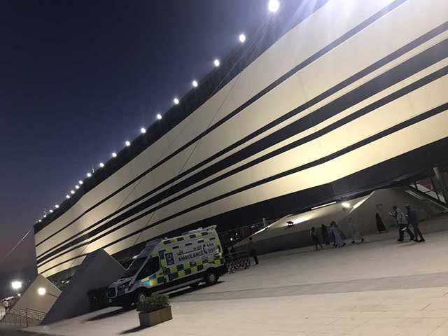 The stadium resembles a huge tent in the desert, Qatar.