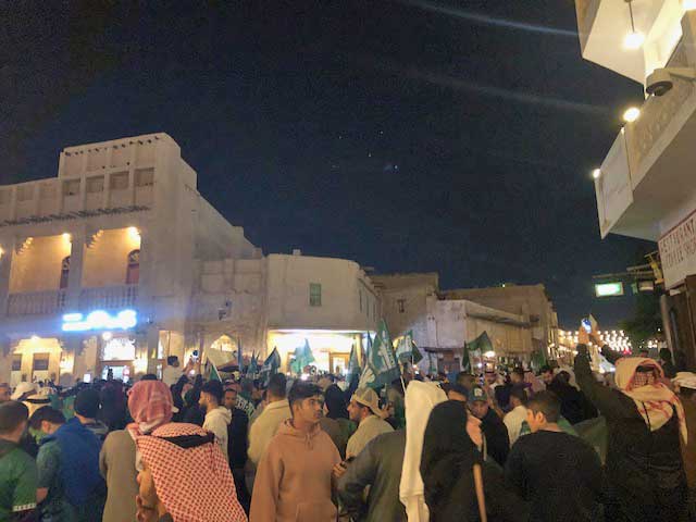 Fans mingle after the match which Saudi Arabia won 2-0.
