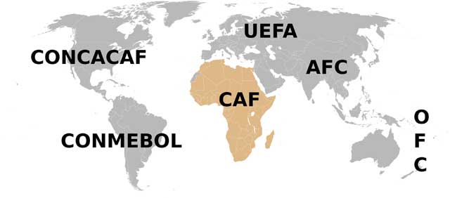 Confederations Map - CAF.