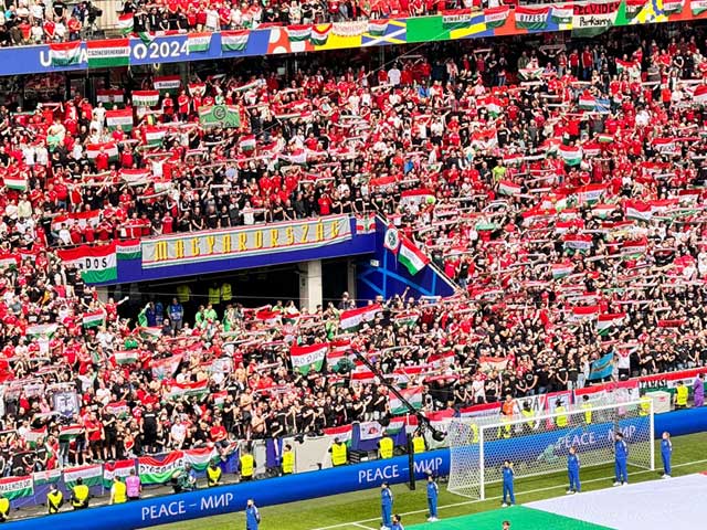 Hungarian fans at Cologne Stadium.