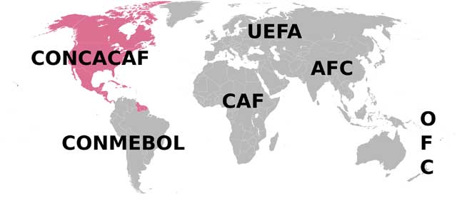 Confederations Map - CONCACAF.