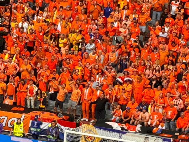 Netherlands fans party in Munich.