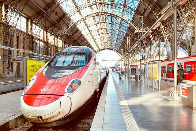 Train at Frankfurt Station in Germany.