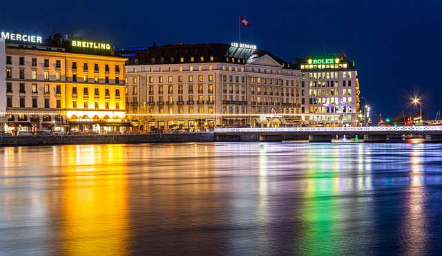 Night, Geneva, Switzerland.