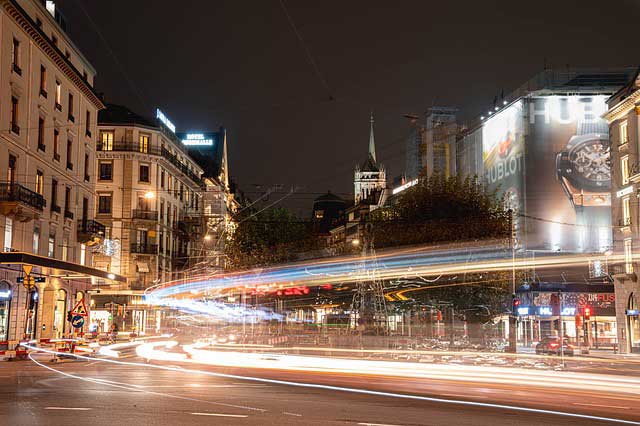Night, Geneva, Switzerland.