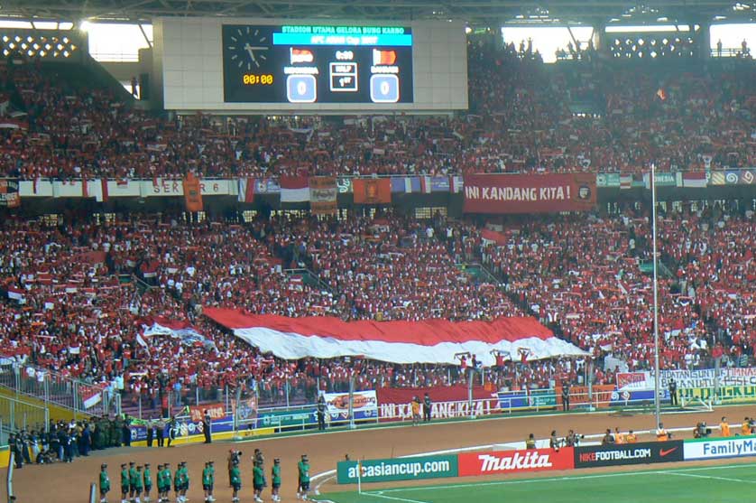 Indonesian fans fly the flag.