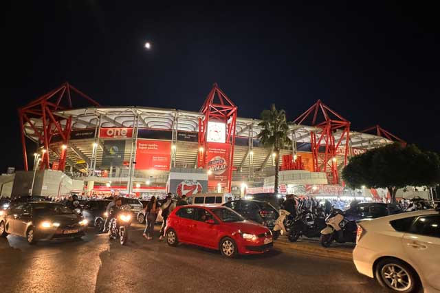 The exterior of the stadium.