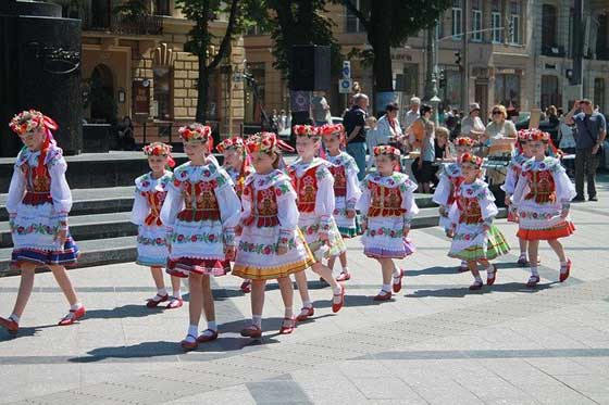 Children in traditional dress, Ukraine.
