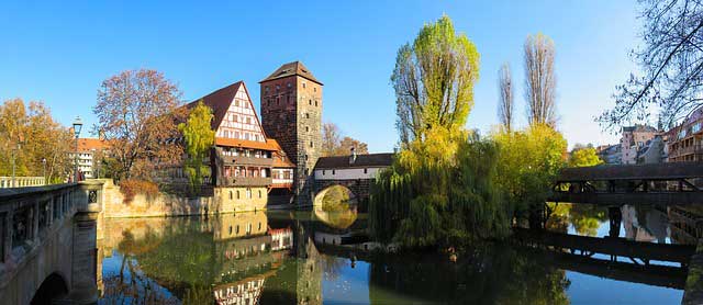 The River Pegnitz flows through Nuremberg.