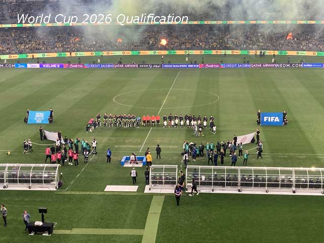 The teams line up.