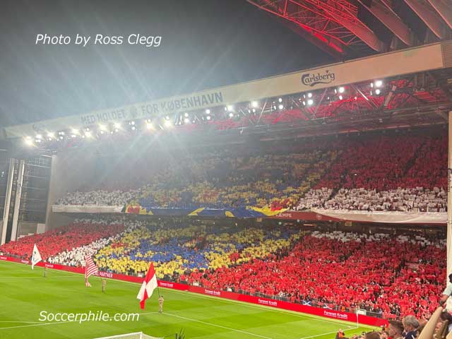 Scotland tifo at Parken, Copenhagen at a World Cup Qualifier v Denmark.