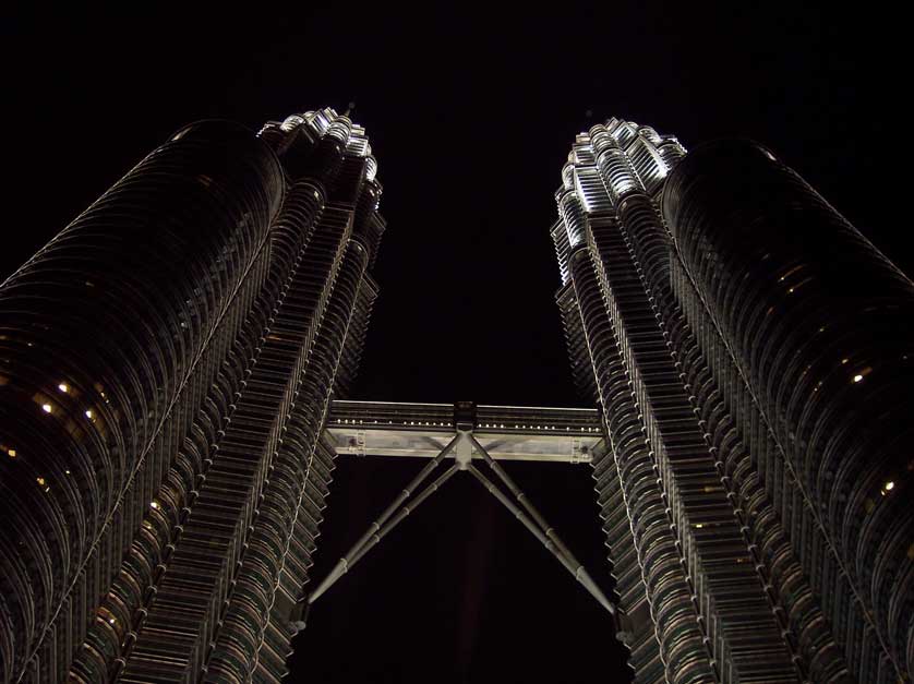 Petronas Towers at night.