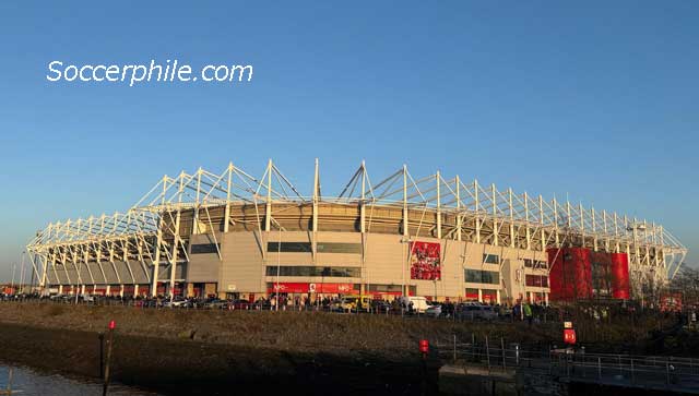 The exterior of the stadium.