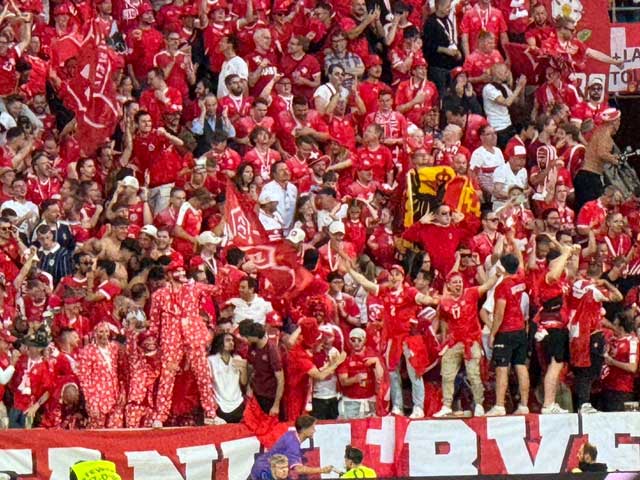 Swiss fans, Cologne Stadium, June 19.