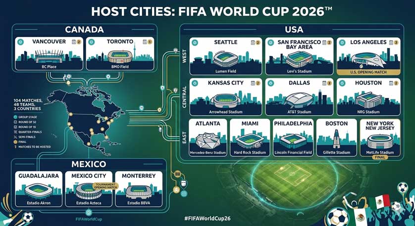 World Cup 2026 Host Cities in USA Mexico Canada | Soccerphile