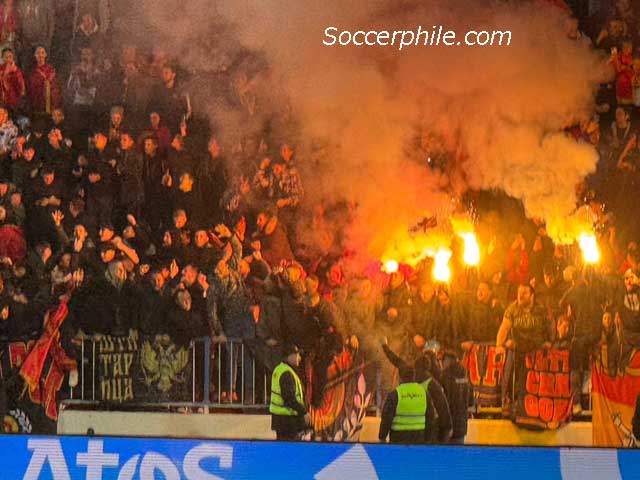 Flares inside the ground.
