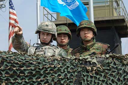 American and South Korean soldiers in the DMZ.