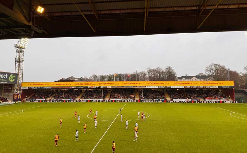 View from the Phil O'Donnell Stand at Fir Park, home of Motherwell FC.