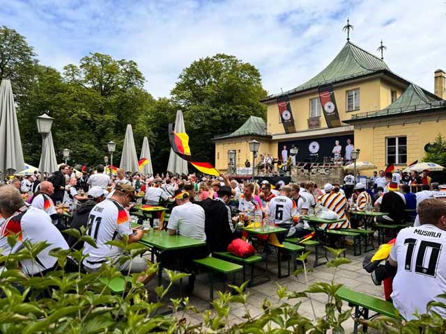 German fans in the Englisher Garten, Munich.