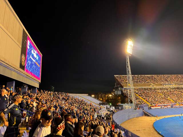 Scotland fans at Maksimir Stadium.