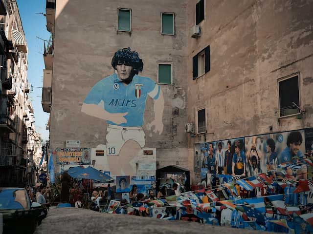 Maradona mural, Napoli, Italy.