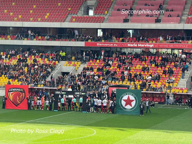 Match action; Le Mans FC v Rennes.