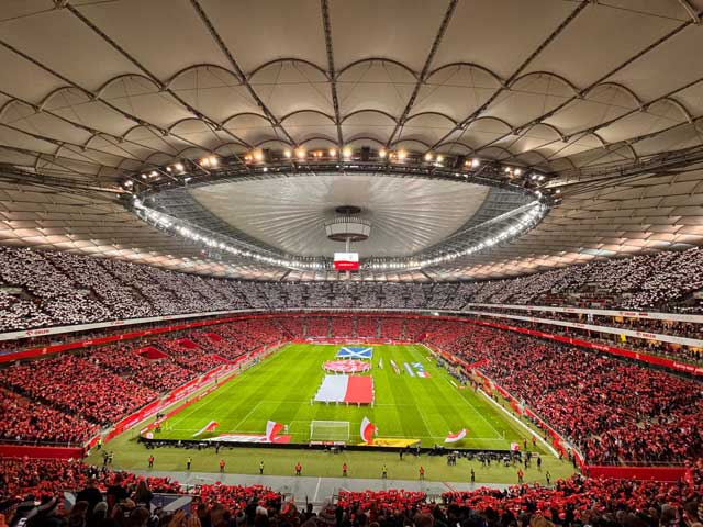 Poland v Scotland with the roof closed, 2024.
