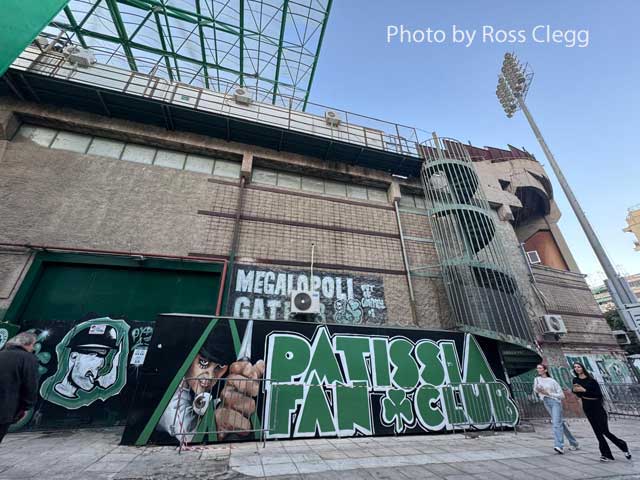 Graffiti outside the ground.