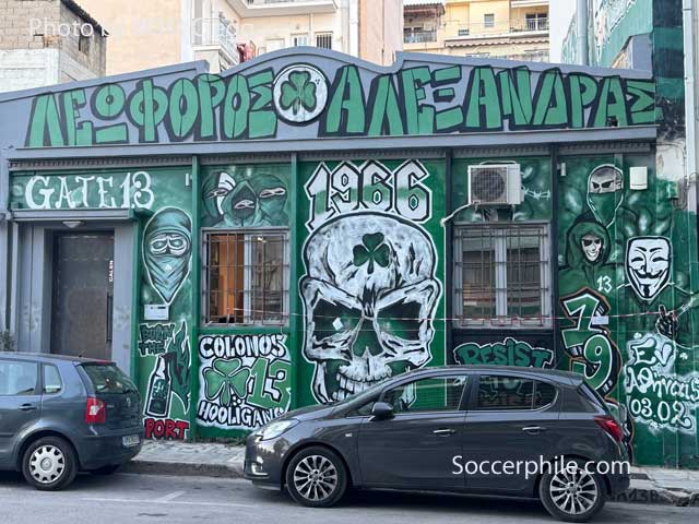 Graffiti outside the ground.