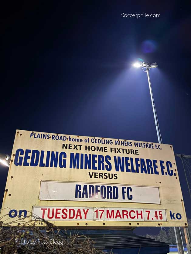 The stadium is the home of Gedling Miners Welfare FC.