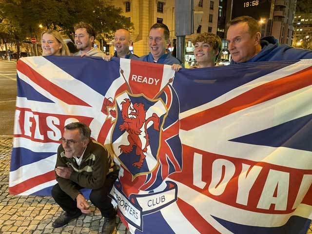 Rangers fans on tour, Lisbon.