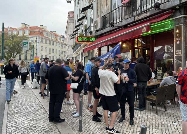 Rangers fans on tour, Lisbon.