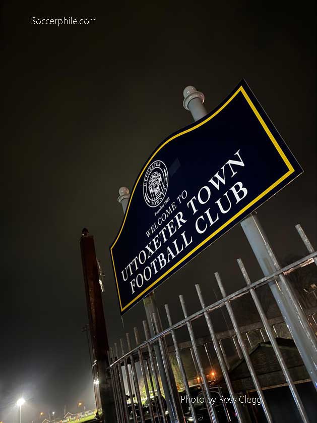 The ground is the home of Uttoxeter Town.