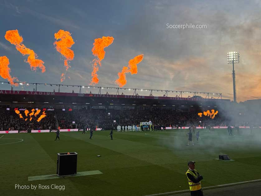 Pylon-style floodlights.