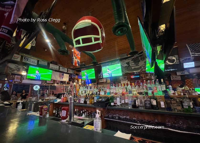 Watching the World Cup in a sports bar in the USA.