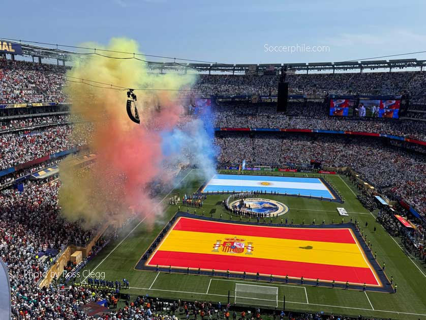 Smoke and flags.