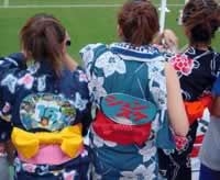 Japanese fans in summer yukata - Japan v Nigeria.