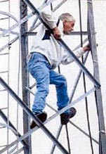 Man on scaffold.