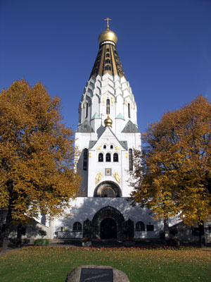 St Alexei's Russian Memorial Church, built in 1913, was dedicated to the memory of the 22,000 Russian soldiers who were killed at the Battle of Nations, Leipzig by Lars Gohler.