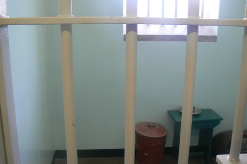 Nelson Mandela's cell, Robben Island, Cape Town, South Africa.